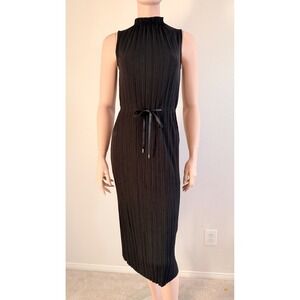 & Other Stories Stockholm Atelier Black Plisse Pleated Mock Neck Midi Dress 2